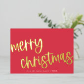 マリアレッドピンクゴールドフォイルファミリーメリークリスマス 箔シーズンカード (立ち正面)