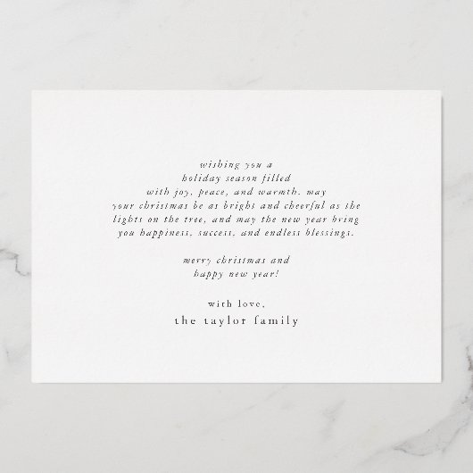 マリアレッドピンクゴールドフォイルファミリーメリークリスマス 箔シーズンカード (裏面)