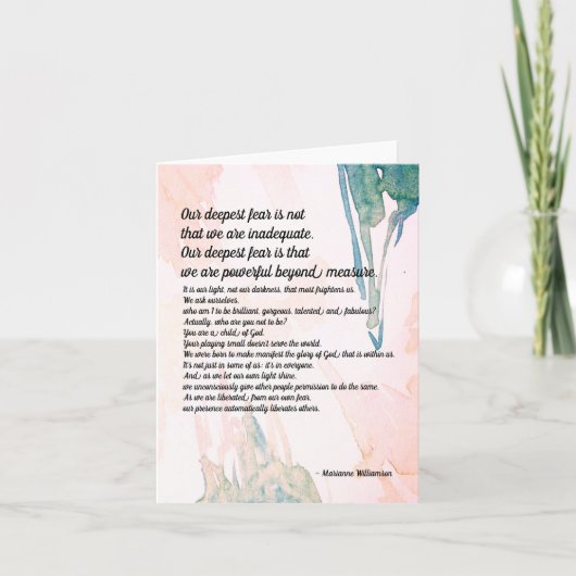 マリアンウィリアムソンヴィーテント恐怖引用文空白の カード (正面)