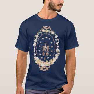 マリアンカトリックヴァージンメアリーマリアンクロスフローラレ Tシャツ