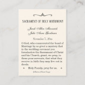 マリアンカトリック結婚式の引き出物ホリーカード 名刺 (裏面)