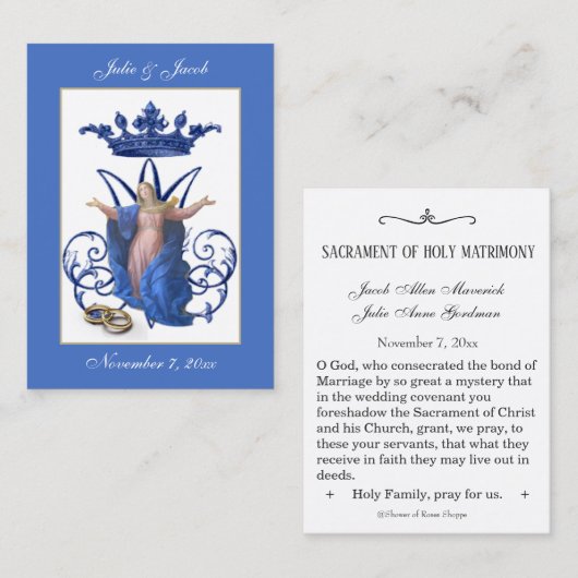 マリアンカトリック結婚式の引き出物ホーリーカード 名刺 (正面/裏面)