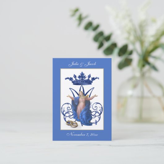 マリアンカトリック結婚式の引き出物ホーリーカード 名刺 (スタンド正面)