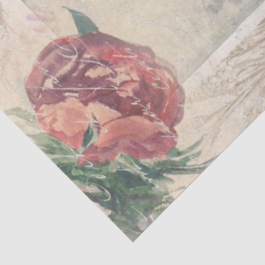 マリアントワネットピンクの水彩花が切り離される 薄葉紙 (詳細)