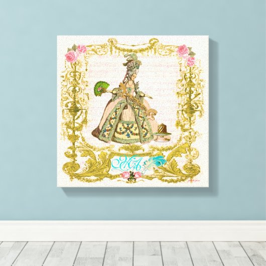 マリアントワネット彼らケーキ食べのポートレートキャンバス キャンバスプリント (インサイチュ (ウッドフロア))