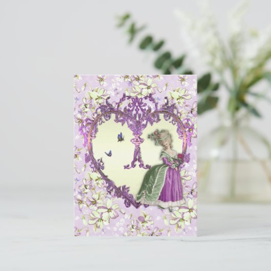 マリアントワネット薄紫ドリームパープルフローラプリント ポストカード (スタンド正面)