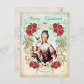 マリアントワネット鳥レッドローゼクリスマスポストカード シーズンポストカード (正面/裏面)