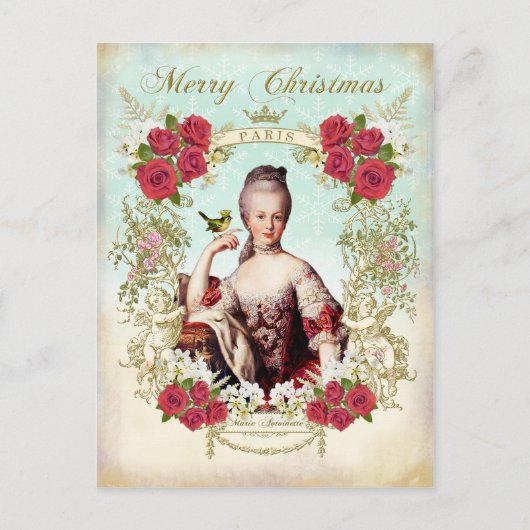 マリアントワネット鳥レッドローゼクリスマスポストカード シーズンポストカード (正面)