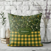 マリアンヌダークデイジーフローラプレイド クッション