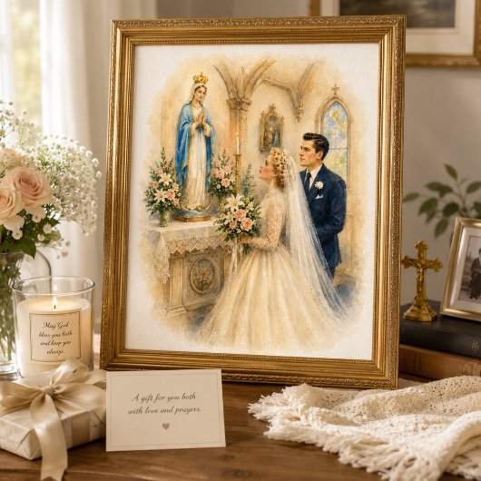マリア祭壇を訪れるカトリックの結婚式 ポスター