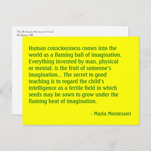 マリア・モンテッソーリの引用文第4郵便はがき ポストカード (正面/裏面)