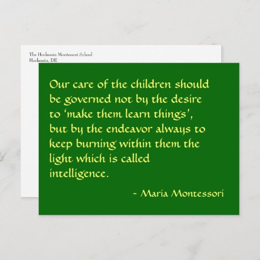 マリア・モンテッソーリ引用文No.1ポストカード ポストカード (正面/裏面)