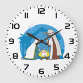 マリア、ヨセフ、赤ちゃんイエスの降誕の情景 ラージ壁時計 (正面)