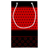 マリア-名前をカスタムする、赤、黒のハート スモールペーパーバッグ (裏面)