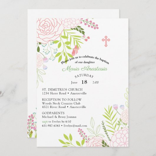 マリア 洗礼 招待状 (正面/裏面)