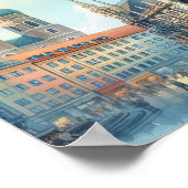 マリエンプラッツミュンヘンドイツウォータースカラー ポスター (角)