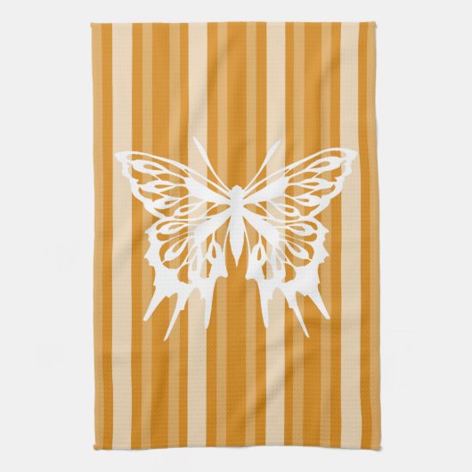 マリゴビクトリアンルストライプと蝶 キッチンタオル (縦)