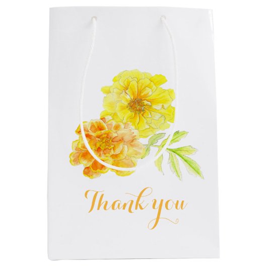 マリゴルドウォーターカラーアート結婚式の引き出物抱き枕 ミディアムペーパーバッグ (正面)