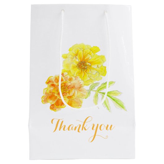 マリゴルドウォーターカラーアート結婚式の引き出物抱き枕 ミディアムペーパーバッグ (裏面)