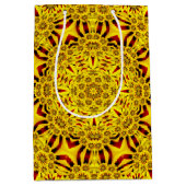 マリゴールズイエロー&レッドヴィンテージ万華鏡のように千変万化するパターン ミディアムペーパーバッグ (正面)