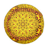 マリゴールズイエロー&レッドヴィンテージ万華鏡のように千変万化するパターン 野球ボール (正面左)