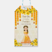 マリゴールドかわいいインディアンガールハルディパーソナライズされた ギフトタグ (正面)