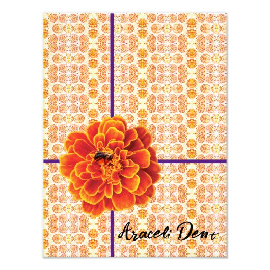 マリゴールドとビー フォトプリント            (正面)