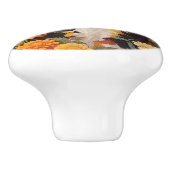 マリゴールドの花が咲く美しい三毛猫 セラミックノブ (側面)