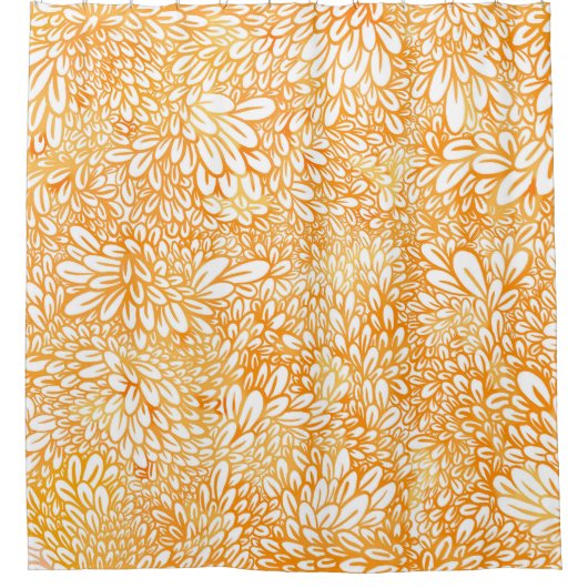 マリゴールドフローラ:シンプルオレンジ色パターン シャワーカーテン (正面)