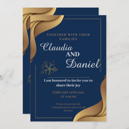 マリゴールド招待状インディアンはヒンドゥー結婚ズのカードとして 招待状 (正面/裏面)