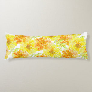 マリゴールド水彩画文長い体枕 ボディピロー