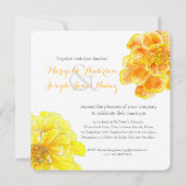 マリゴールド水色イエロー結婚ズスクエア招待状 招待状 (裏面)
