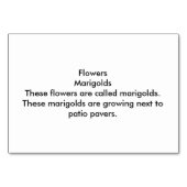マリゴールド花パティオ読ペーバーのフラッシュカード テーブルナンバー (裏面)