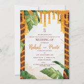 マリゴールド葉ファーズLord Ganeshインディアン結婚ズ 招待状 (正面)