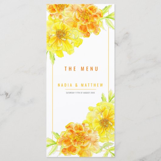 マリゴールド黄色オレンジ色結婚の水色 メニュー (裏面)