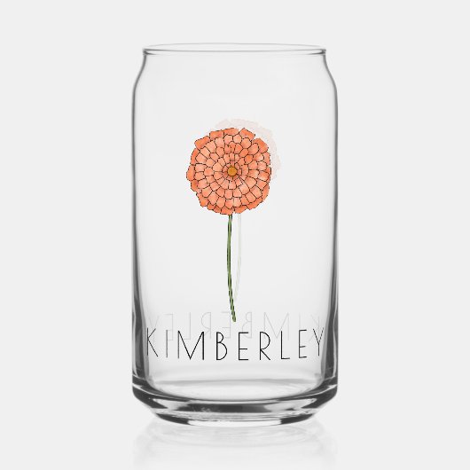 マリゴールド10月誕生フラワー名前をカスタムする ガラス缶 (正面)