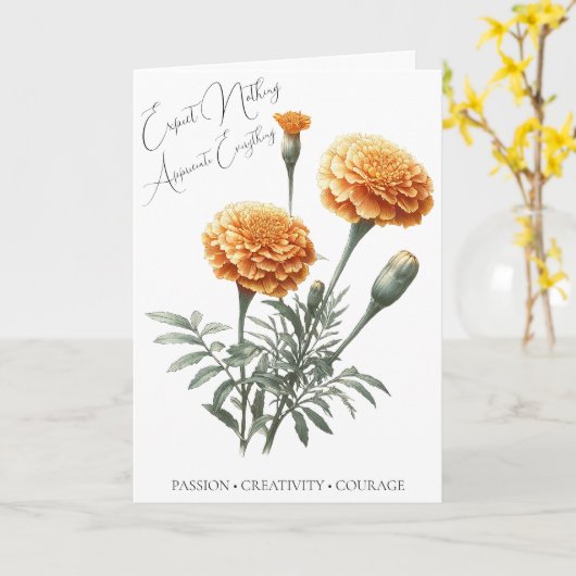 マリゴールド10月誕生フラワー誕生日カード カード (黄色い花)