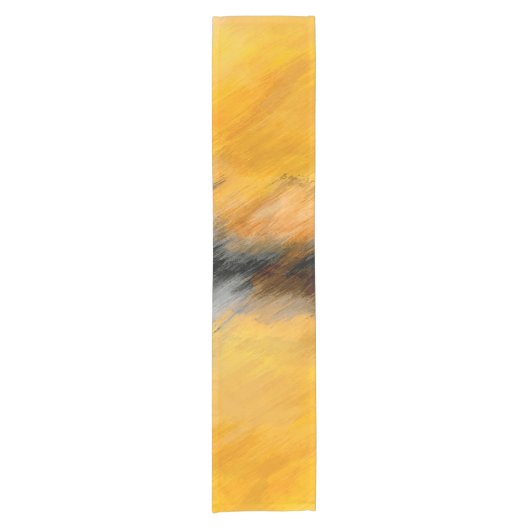 マリゴールド、グレーと焦げたレモン抽象芸術 ショートテーブルランナー (正面)