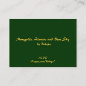 マリゴールド、ジニアス、ブルースカイATC 名刺 (裏面)