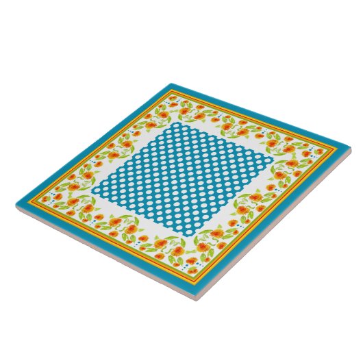 マリゴ縁どルと水玉模様セラミックタイル タイル (側面)