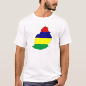 マリシャスの国旗の地図の形の記号 Tシャツ (正面)
