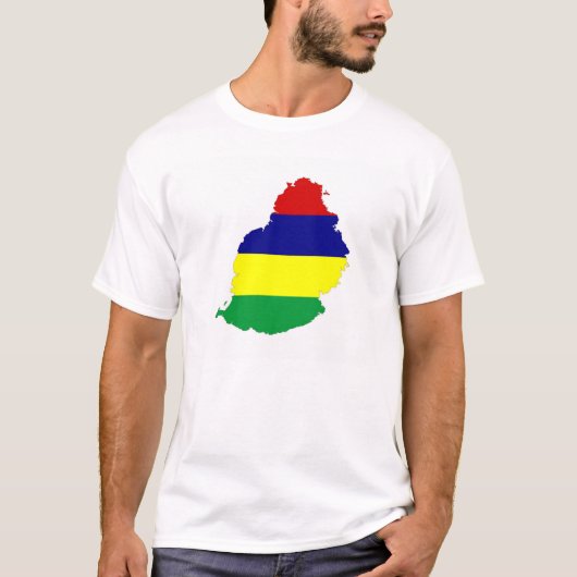 マリシャスの国旗の地図の形の記号 Tシャツ (正面)