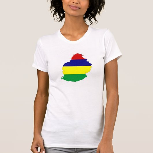 マリシャスの国旗の地図の形の記号 Tシャツ (正面)