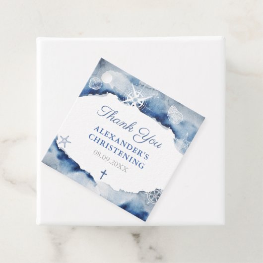 マリタイムダークブルー《キリスト教》洗礼式や命名式パーティーありがとう フェイバータグ (インサイチュ)