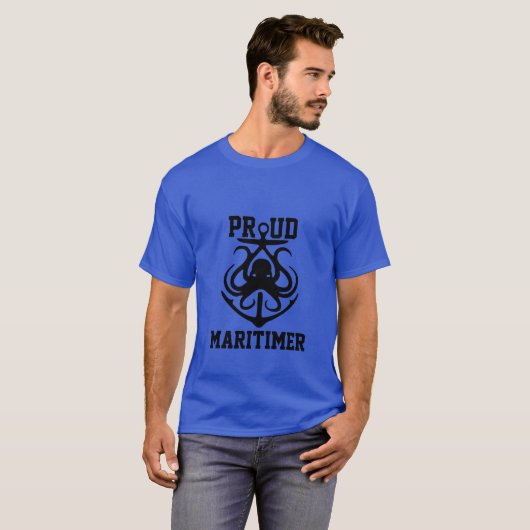 マリタイ誇りを持ったマーいかりタコ灯台ルートT- Tシャツ (正面フル)