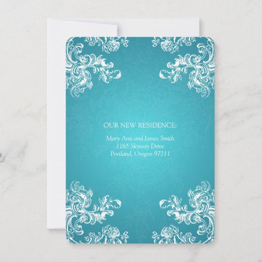 マリッジ・エルオープメント ヴィンテージ スワールズ 2 ターコイズ 案内状 (裏面)