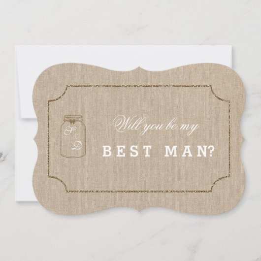 マリッジ メイソンジャー リネンキャンバス BEST MAN 招待状 (正面)