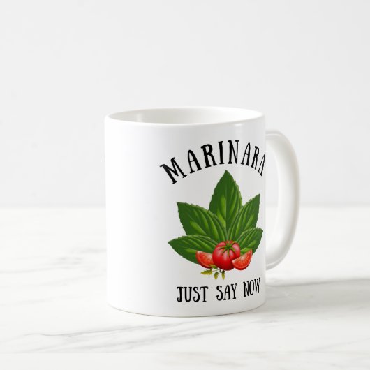 マリナラは今イタリアのバジルのトマト葉を言う コーヒーマグカップ (正面右)