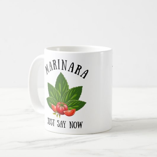 マリナラは今イタリアのバジルのトマト葉を言う コーヒーマグカップ (正面左)