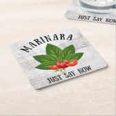 マリナラは今イタリアのバジルのトマト葉を言う スクエアペーパーコースター (アングル)